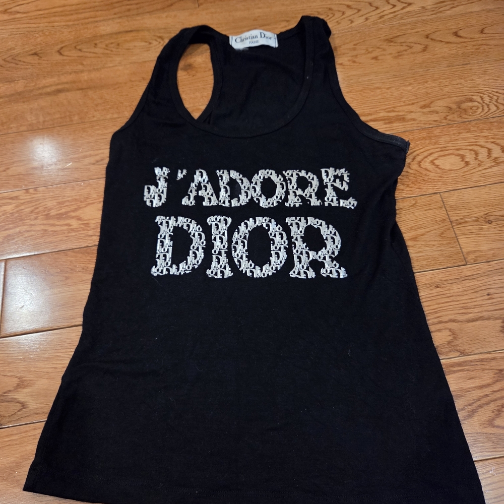 Dior Black Tank Top with silver Print